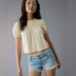 American Eagle cream crop top NWT